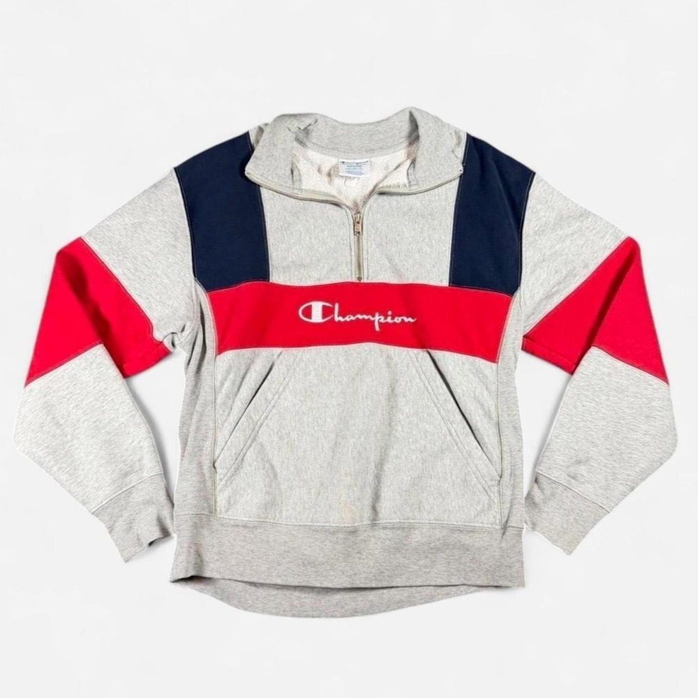 Vintage Champion Reverse Weave Color-block 1/4 Zip Y2K Style Size M